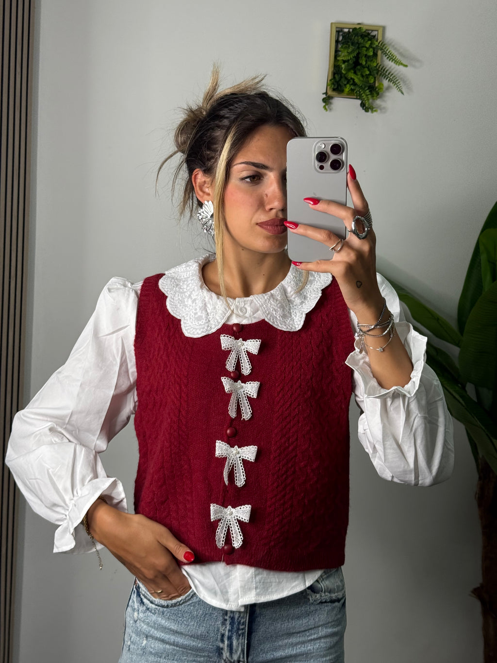 Camicia/gilet charm bordeaux