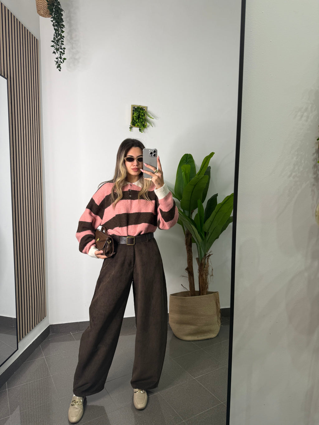 Pantalone brown velvet