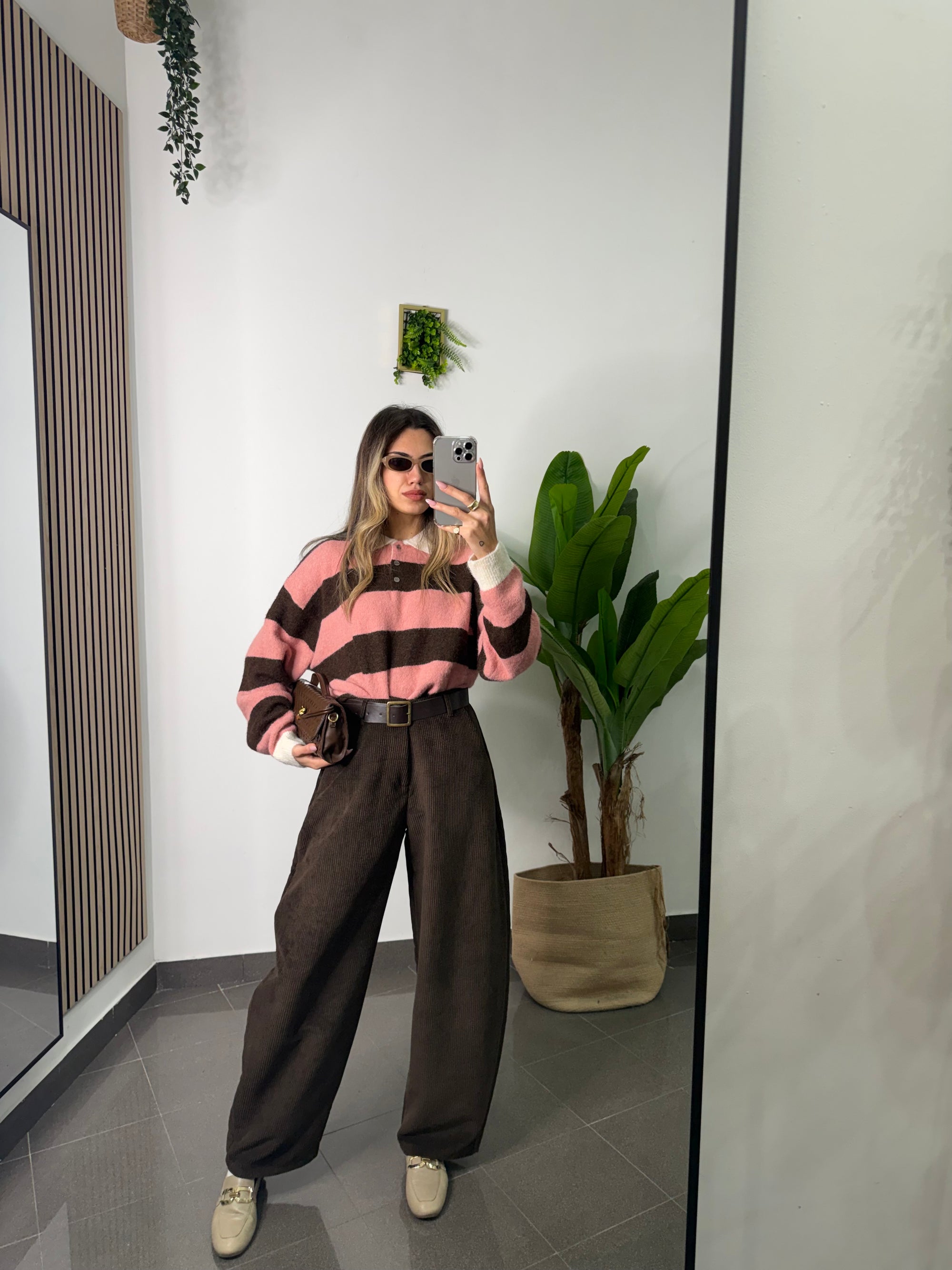 Pantalone brown velvet