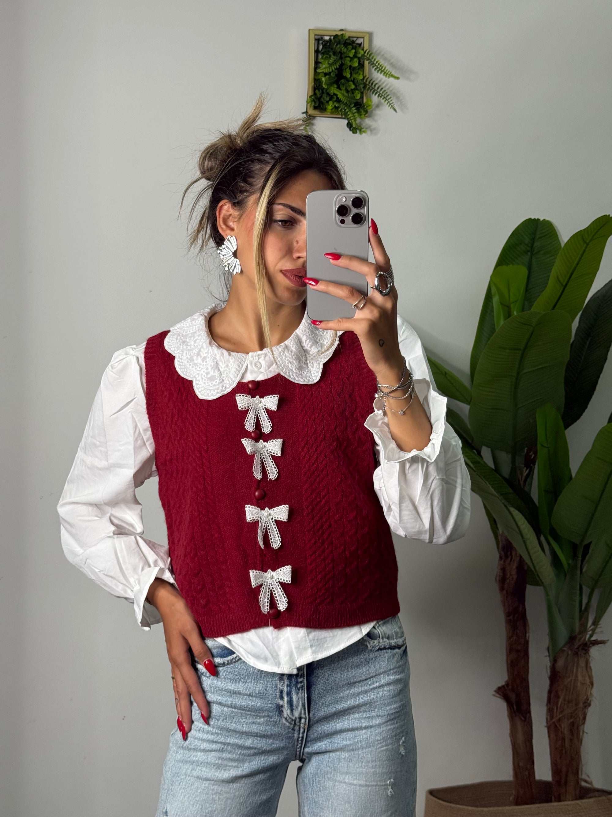 Camicia/gilet charm bordeaux